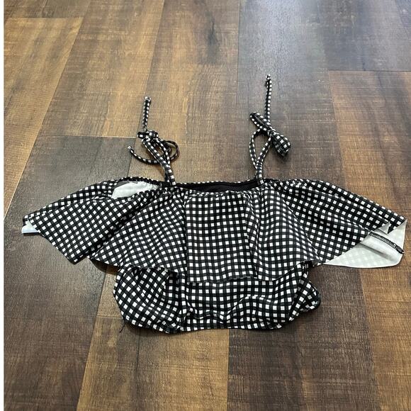 Albion Fit Kids Wave Swimsuit Top, Black Check Size Small - Picture 6 of 9